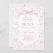 Toile De Jouy Meisje Baby shower Brunch met Boog Kaart (Voorkant)