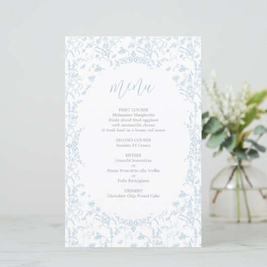 Toile de Jouy Menu Kaart (Staand voorkant)