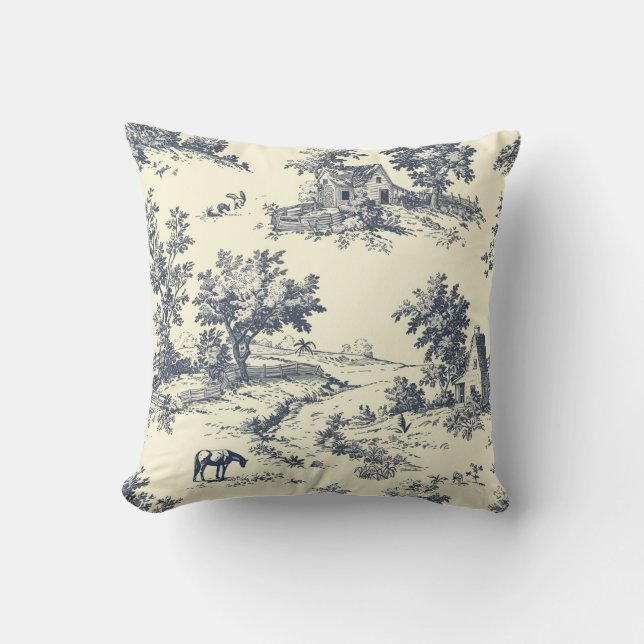 Toile de jouy  moederdag bloemendag kussen (Voorkant)
