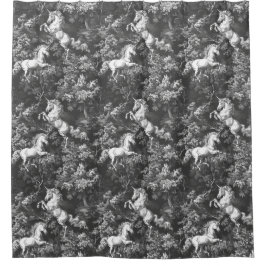 Toile De Jouy Monochrome Eenhoorns Douchegordijn