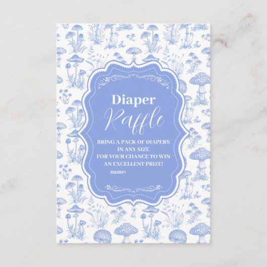 Toile De Jouy Mushrooms Woodland Diapper Raffle Informatiekaartje (Voorkant)
