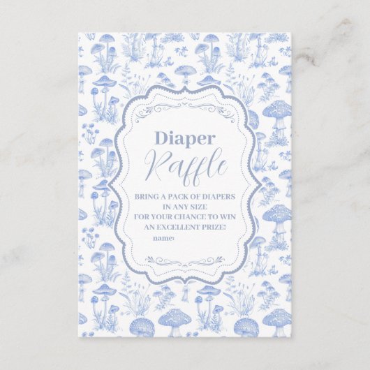 Toile De Jouy Mushrooms Woodland Diapper Raffle Informatiekaartje (Voorkant)