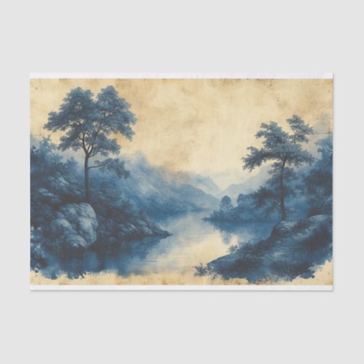 Toile de Jouy nog waterlandschap Tissuepapier (Voorkant)