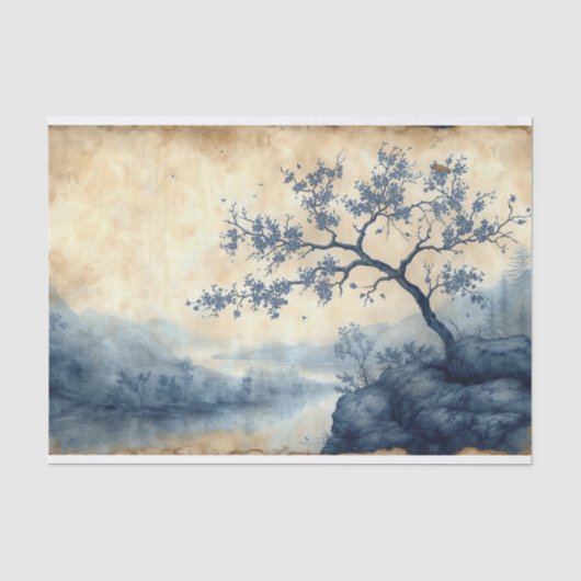 Toile de Jouy nog waterlandschap Tissuepapier (Voorkant)