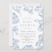 Toile de Jouy Nursery Baby shower Invitation Kaart (Voorkant)