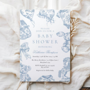 Toile de Jouy Nursery Baby shower Invitation Kaart