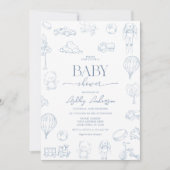 Toile De Jouy Nursery Baby shower met Bow Boy Kaart (Voorkant)