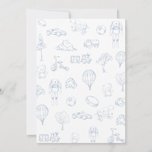 Toile De Jouy Nursery Baby shower met Bow Boy Kaart (Achterkant)