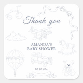 Toile de Jouy Nursery Baby Shower Thank you Vierkante Sticker