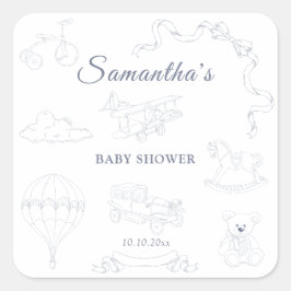 Toile de Jouy Nursery Baby Shower Vierkante Sticker