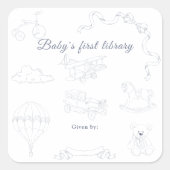 Toile de Jouy Nursery Baby's first library Vierkante Sticker (Voorkant)