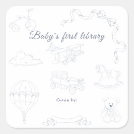 Toile de Jouy Nursery Baby's first library Vierkante Sticker