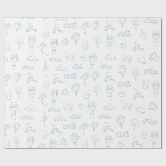 Toile de Jouy Nursery Boy Baby shower Cadeaupapier (Vlak)