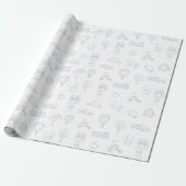 Toile de Jouy Nursery Boy Baby shower Cadeaupapier (Uitgerold)