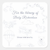 Toile de Jouy Nursery For the library of Vierkante Sticker (Voorkant)