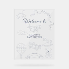 Toile de Jouy Nursery Welcome Baby Shower Acryl Bord