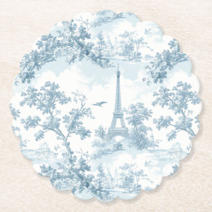 Toile de Jouy Parijse  Baby shower Kartonnen Onderzetters