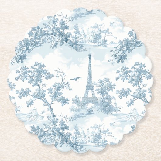 Toile de Jouy Parijse Baby shower Kartonnen Onderzetters (Voorkant)