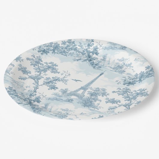 Toile de Jouy Parijse  Baby shower Papieren Bordje (Gekanteld)