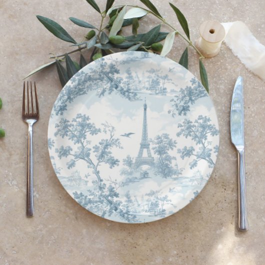 Toile de Jouy Parijse  Baby shower Papieren Bordje