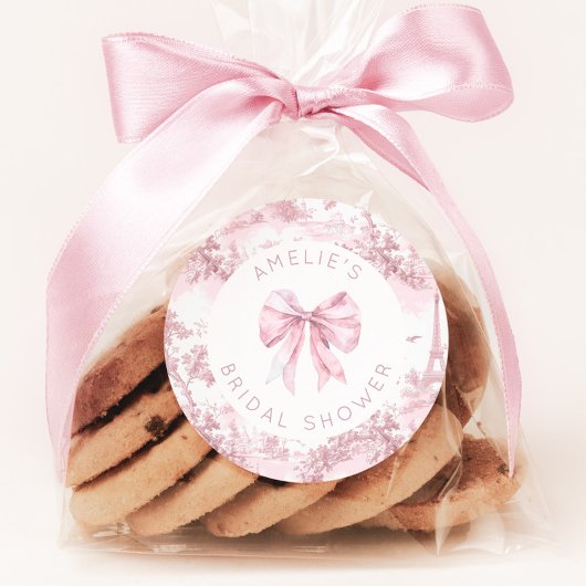 Toile de Jouy Paris Dusty pink bridal shower Ronde Sticker