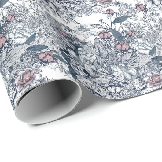 Toile-De-Jouy Patroon Bruiloft Cadeaupapier (Rol Hoek)