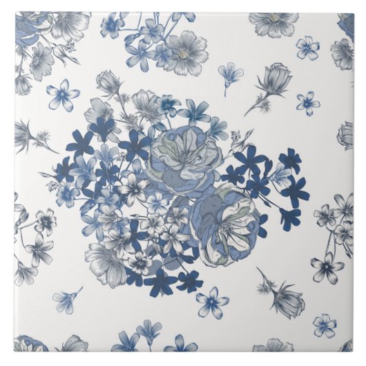 Toile-De-Jouy-patroon  Tegeltje (Voorkant)