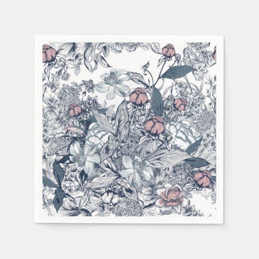 Toile-De-Jouy Pattern Wedding Servet (Voorkant)