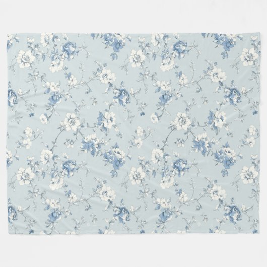 Toile De Jouy Peonies Fleece Deken (Voorkant (Horizontaal))