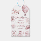 Toile De Jouy Pink Birthday Party Cadeaulabel (Voorkant)
