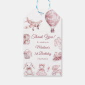 Toile De Jouy Pink Birthday Party Cadeaulabel (Achterkant)