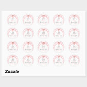 Toile de Jouy Pink Bow First 1st Birthday Decor Ronde Sticker (Vel)