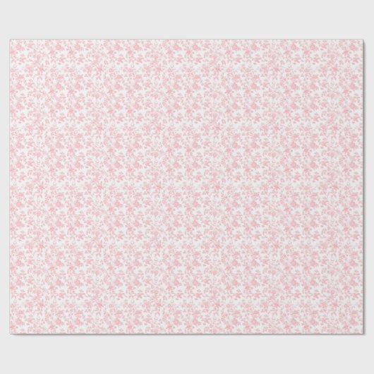 Toile de Jouy Pink Bow Girl First 1st Birthday Cadeaupapier (Vlak)