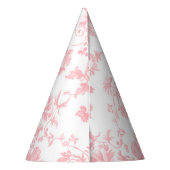 Toile de Jouy Pink Bow Girl First 1st Birthday Feesthoedjes (Achterkant)