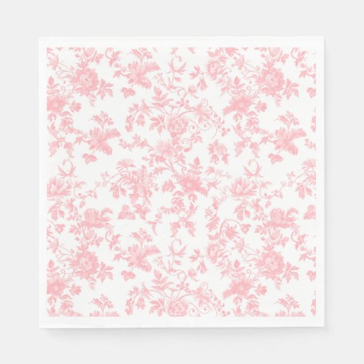 Toile de Jouy Pink Bow Girl First 1st Birthday Servet (Voorkant)