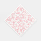 Toile de Jouy Pink Bow Girl First 1st Birthday Servet (Hoek)