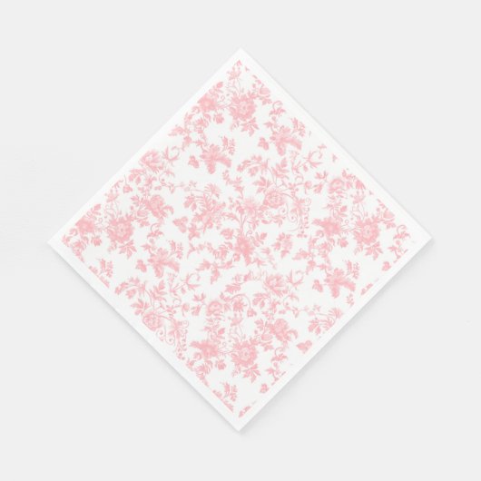 Toile de Jouy Pink Bow Girl First 1st Birthday Servet (Hoek)