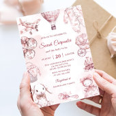 Toile De Jouy Pink Girl Baby Shower Party Kaart