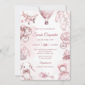 Toile De Jouy Pink Girl Baby Shower Party Kaart (Voorkant)