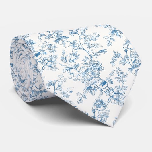 Toile de Jouy Pioenenbloem Frans Stropdas (Opgerold)