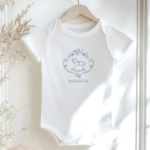 Toile de Jouy  Rocking Horse baby shower Romper