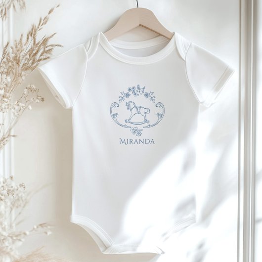 Toile de Jouy  Rocking Horse baby shower Romper