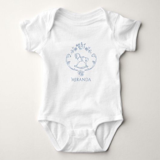 Toile de Jouy  Rocking Horse baby shower Romper (Voorkant)