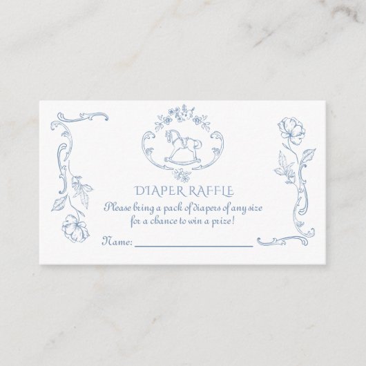 Toile de jouy Rocking horse  Luierverloting Informatiekaartje (Voorkant)