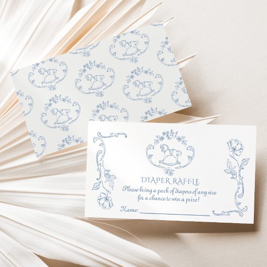 Toile de jouy Rocking horse  Luierverloting Informatiekaartje