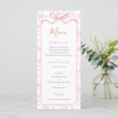Toile de jouy Roze Baby shower Meisje Menu Kaart (Staand voorkant)