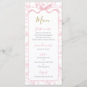 Toile de jouy Roze Baby shower Meisje Menu Kaart (Voorkant)