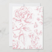 Toile de Jouy Roze Bloemen Meisje 1e Verjaardagsfe Kaart (Achterkant)
