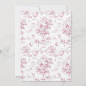 Toile De Jouy Roze Bow Bruids Douche Uitnodiging (Achterkant)