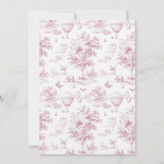 Toile De Jouy Roze Bow Bruids Douche Uitnodiging (Achterkant)